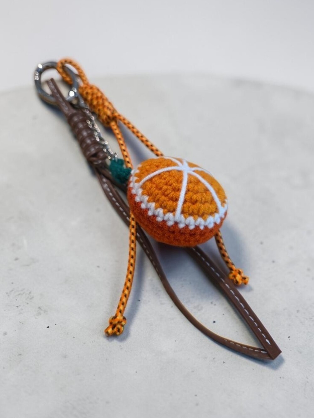 Sassified Boutique Nwt  Orange Basketball Charm Keychain with Brown Strap